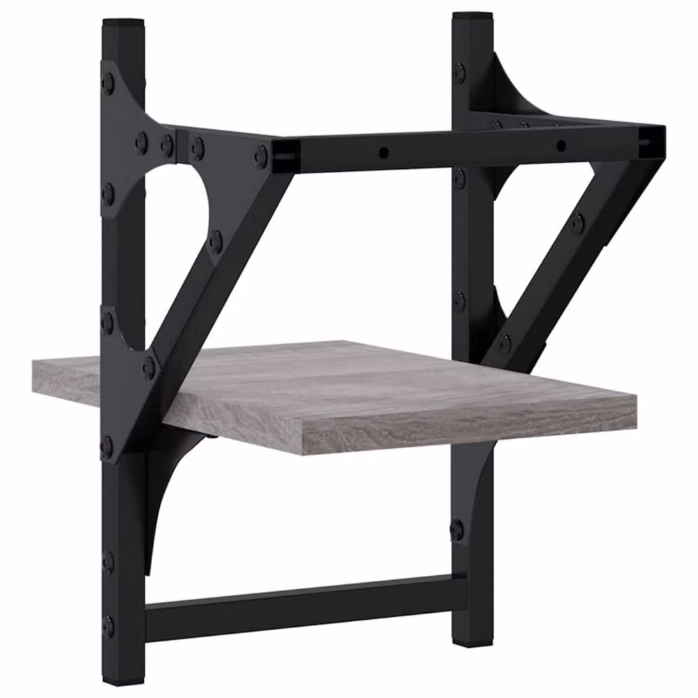 Berkfield Home Wall Shelves with Hanging Rods, 2 Piece Set, Grey Sonoma, W/D/H: 20 x 25 x 30 cm – 5