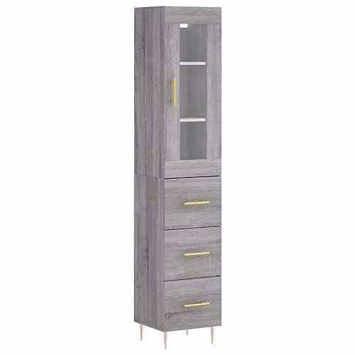 vidaXL Modern Grey Sonoma Highboard W/D/H: 34.5 x 34.0 x 180.0 cm