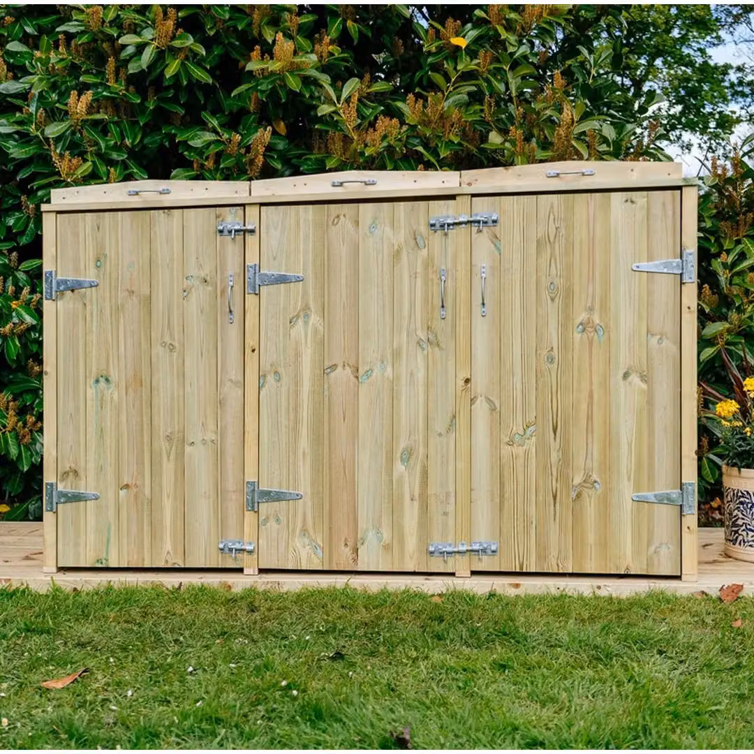 Buttercup Farm Shireburn Bin Store in Brown, Fits 1x 180L/240L Wheelie Bins and 4x Boxes – 2
