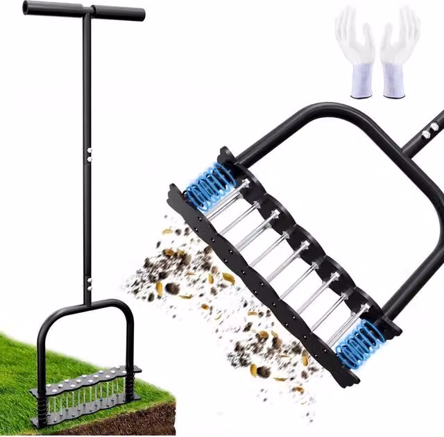 SPETLEK Manual Lawn Aerator Tool with 14 Spikes, Black, 1.25 kg