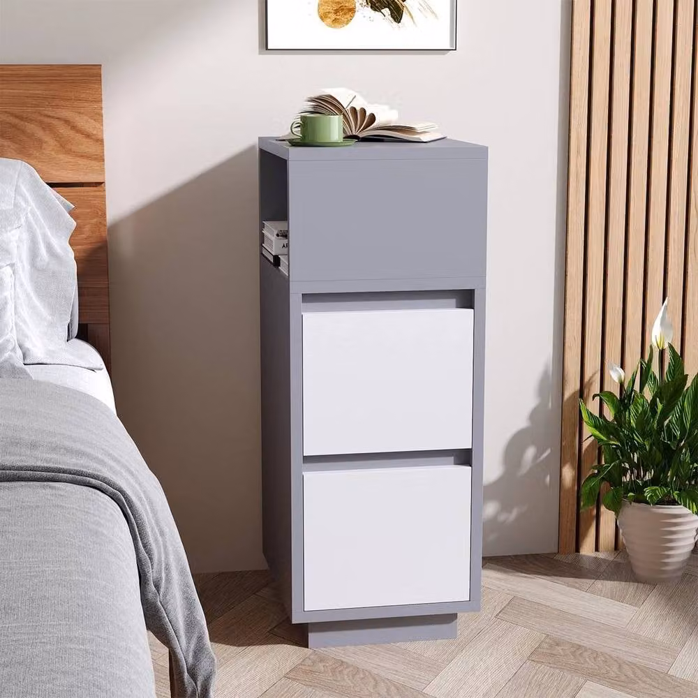 KORVIXA Grey Minimalist Bedside Table for Living Room and Bedroom, Height: 65 cm – 4