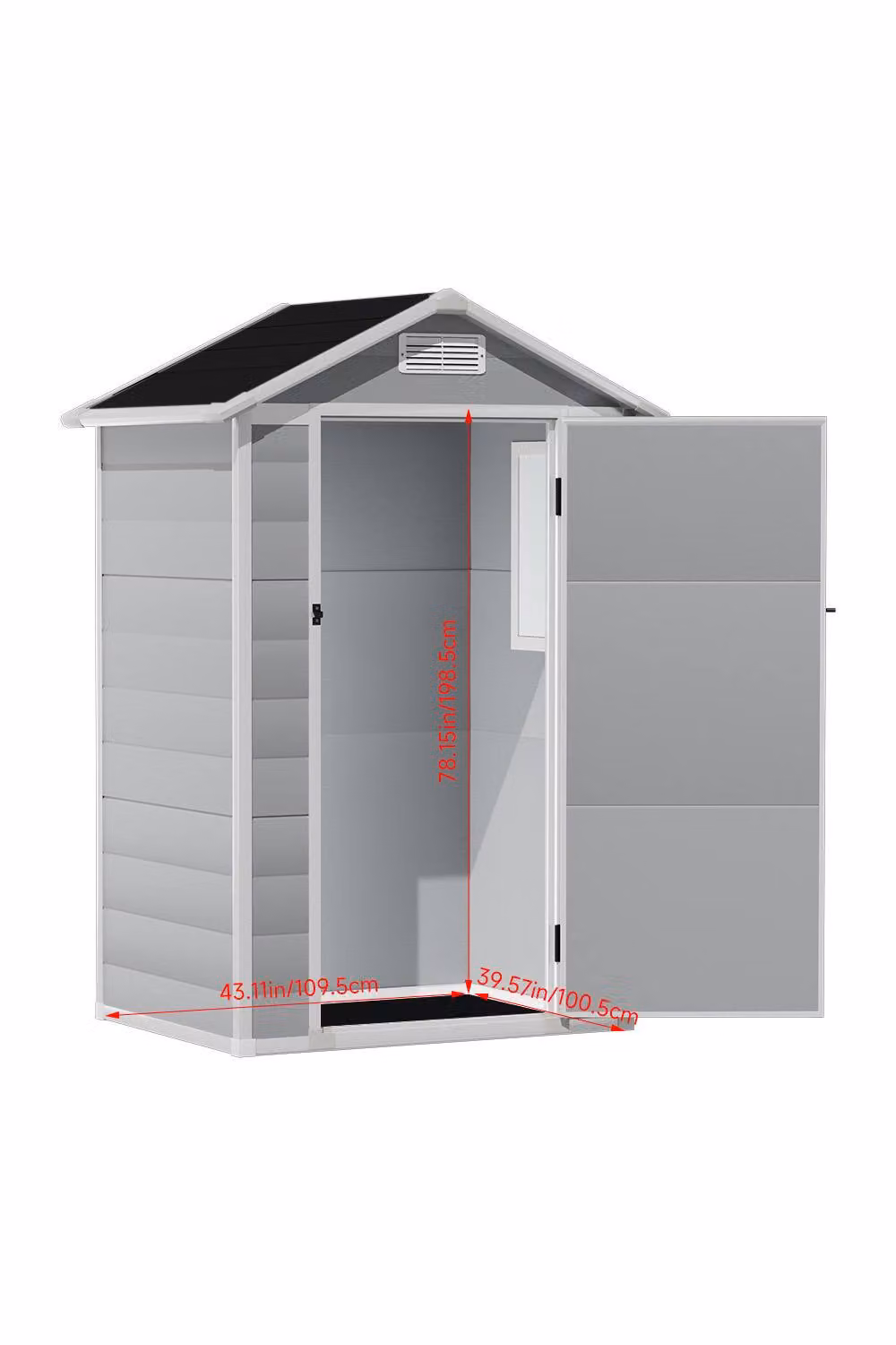 Garden Sanctuary Grey Plastic Apex Roof Garden Storage Shed with Lockable Door, W/D/H: 121.92 x 121.92 x 91.44 cm – 3