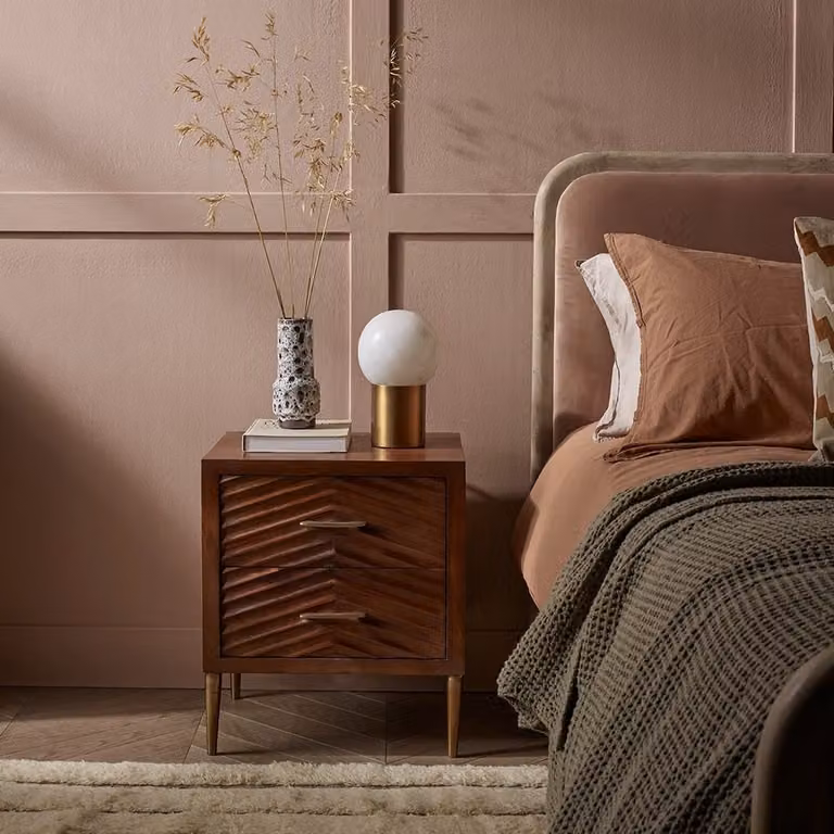 Atkin and Thyme Fandango Bedside Table in Brown Mango Wood and Metal