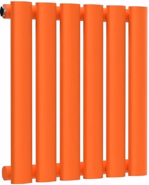 Lux Heat Oval Horizontal Single Wall Radiator in Sunburst Orange, W: 40.0 cm, H: 36.0 cm, D: 4.0 cm
