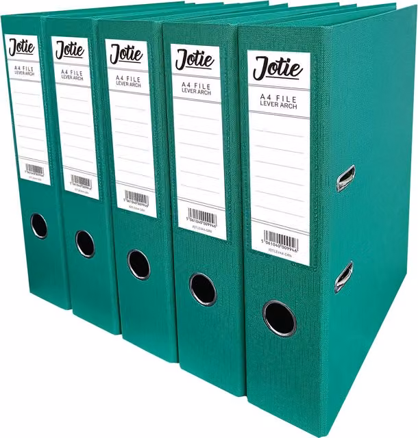 Jotie Green A4 Lever Arch Files, Pack of 5