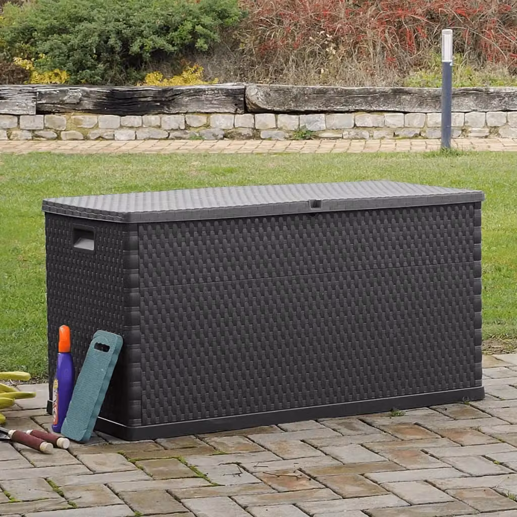 Berkfield Home Anthracite Garden Storage Box with Black PP Rattan, W/D/H: 120 x 56 x 63 cm – 3