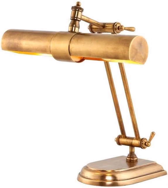 Netlighting Winchester 2 Light Banker Table Lamp in Gold Brass with LED E14 Bulb