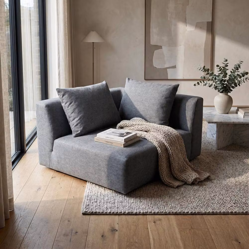 Abakus Direct Tokyo Corner Seat in Grey Brushed Tweed Fabric with Deep Seat – 3