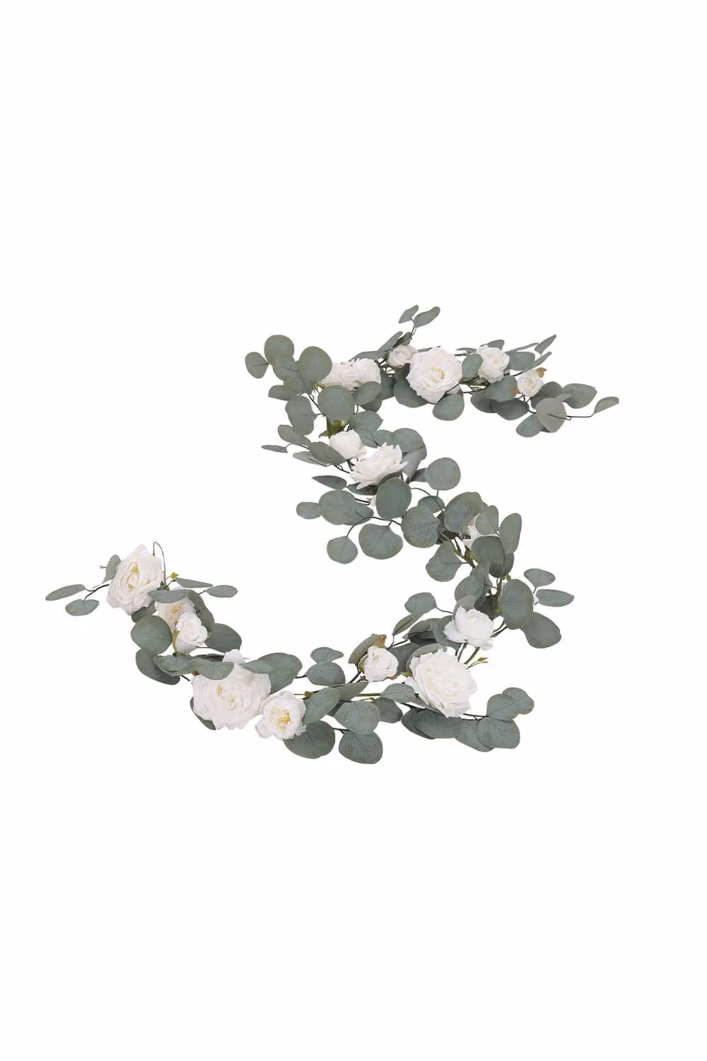 Garden Sanctuary White Rose and Eucalyptus Floral Garland, 185 cm – 2