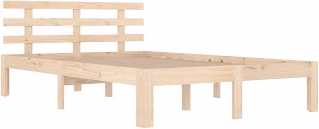 Berkfield Home Beautiful Solid Wood King Size Bed Frame in Sand, W/D/H: 150 x 200 x 69.5 cm