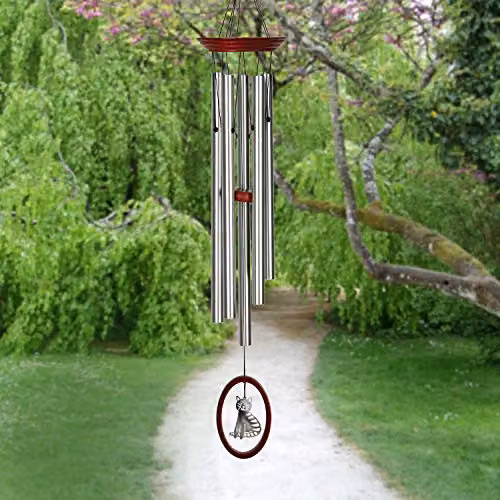 Woodstock Chimes Wind Fantasy Cat Outdoor Garden Wind Chime, Silver and Multicolour, H 60.96 cm x W 12.7 cm x D 12.7 cm – 2