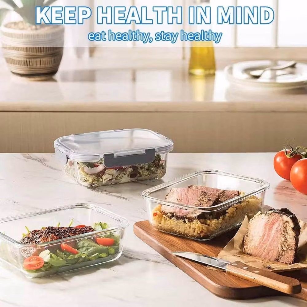 Dyzi 10 Pack Glass Food Storage Containers with Airtight Leakproof Locking Lids, 7.05L Set, Grey – 2