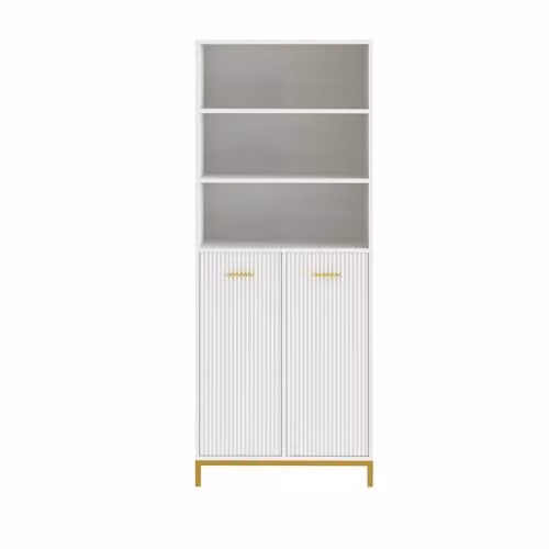 HYGRAD BUILT TO SURVIVE Tall Freestanding White Bathroom Cabinet with Tilt-Out Laundry Hamper and Open Shelf, H 170 x W 65 x D 32 cm