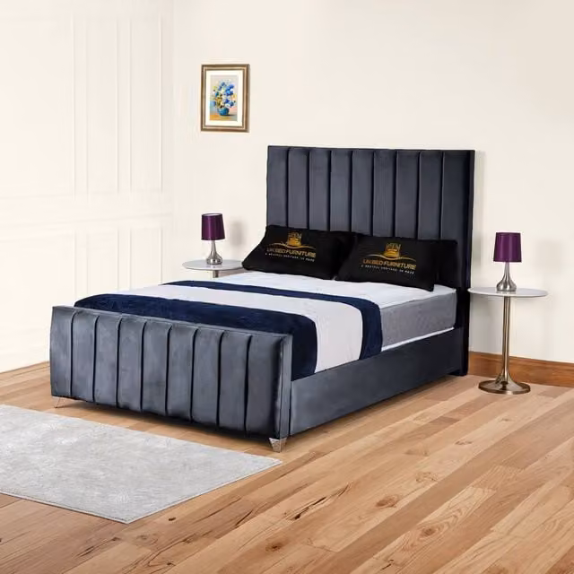 UK Bed Furniture Lisburn Gas Lift Ottoman Storage Upholstered Bed in Grey, Size: Small Double (120 x 200 cm) – 1