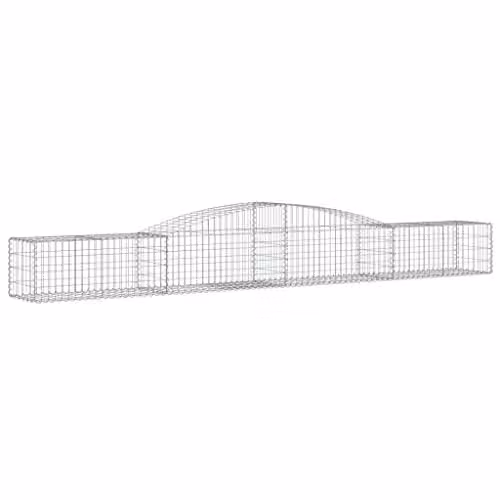vidaXL 6-Piece Arched Gabion Baskets Set, Silver Galvanised Steel Wire Mesh Stone Baskets for Outdoor Garden Retaining Walls and Planters, W: 400 cm, D: 50 cm, H: 40/60 cm – 1