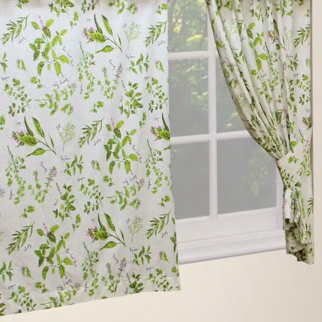 Kitchenwise Herb Garden Floral Pencil Pleat Curtains, Multicolour, Width: 167.64 cm
