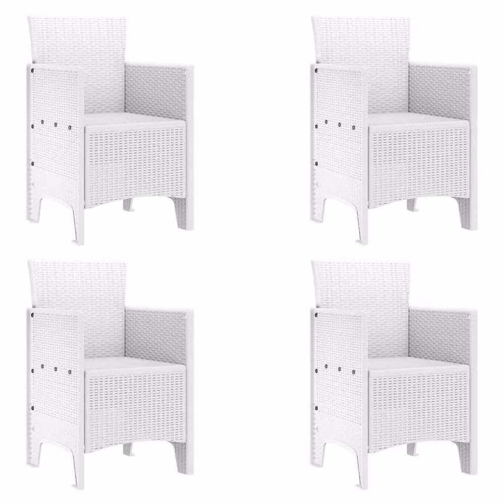 Berkfield Home Set of 4 White Poly Rattan Garden Chairs