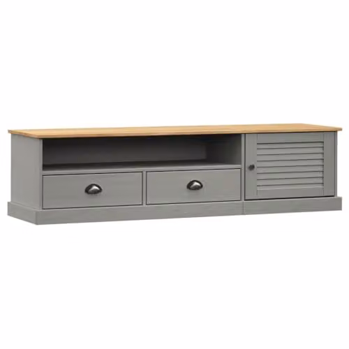 vidaXL VIGO TV Cabinet in Grey Rustic Solid Pine Wood, W: 156 cm, D: 40 cm, H: 40 cm – 1