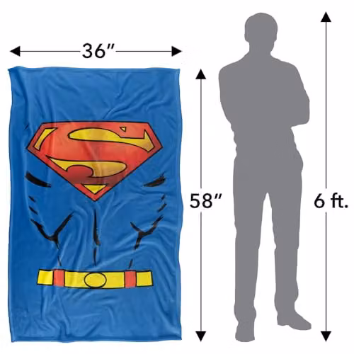 Warner Bros. Superman Realistic Chest Costume Super Soft Fleece Throw Blanket, Multicolour, W: 91.44 cm x L: 147 cm – 4