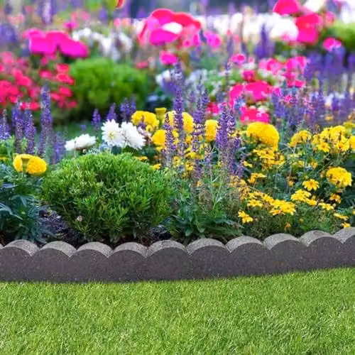 Nicoman Flexible Rubber Scalloped Garden Border Edging, Grey