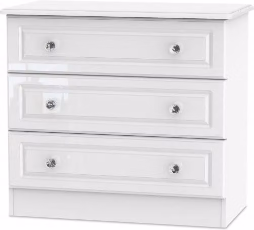 Welcome Balmoral White High Gloss 3 Drawer Low Chest of Drawers