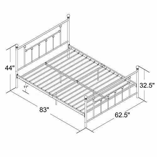 DHP Manila Modern Metal Bed in White, King Size (180 x 200 cm) – 2