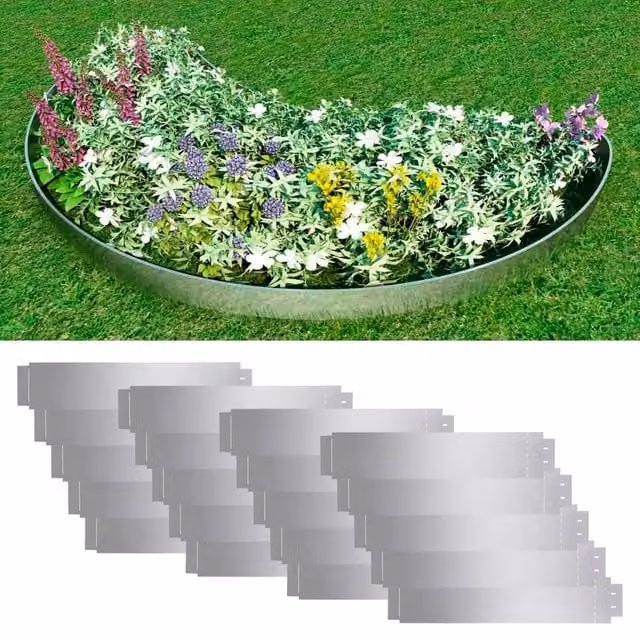 Berkfield Home Galvanised Steel Lawn Fence, 20 Pieces, Silver, H x W: 100 x 20 cm