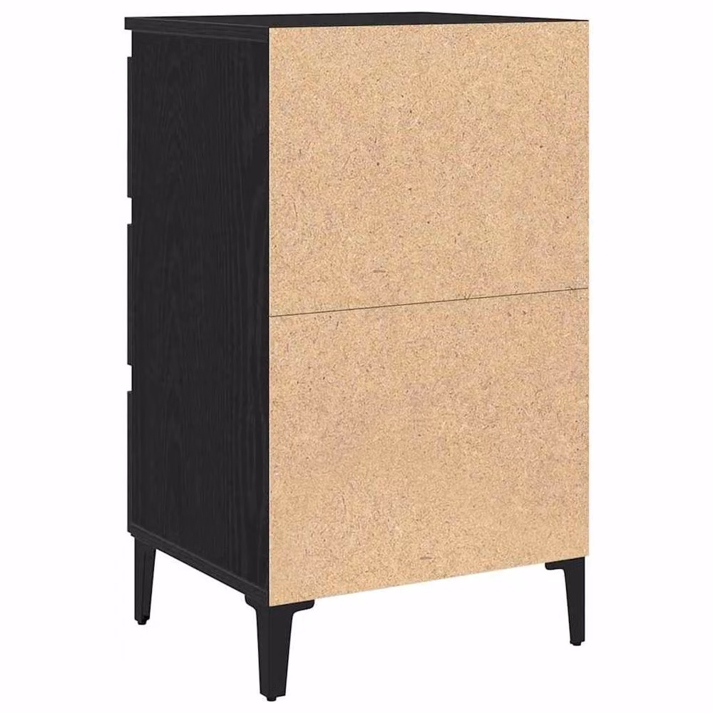 Berkfield Home Black Oak Bedside Cabinet with Metal Legs W/D/H: 40 x 35 x 69 cm – 4