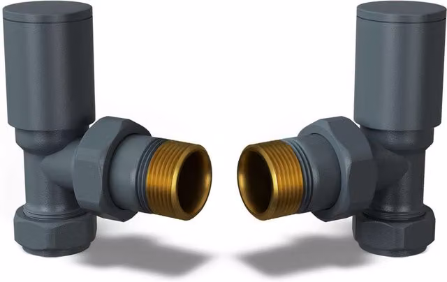 UK Radiators Round Thermostatic Radiator Valve Pair in Brushed Brass and Anthracite Grey – 1