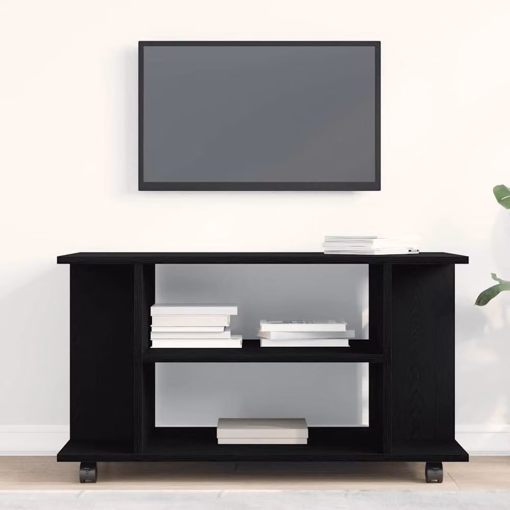 Berkfield Home Modern Black Oak TV Cabinet with Castors, W/D/H: 80 x 40 x 45 cm – 3