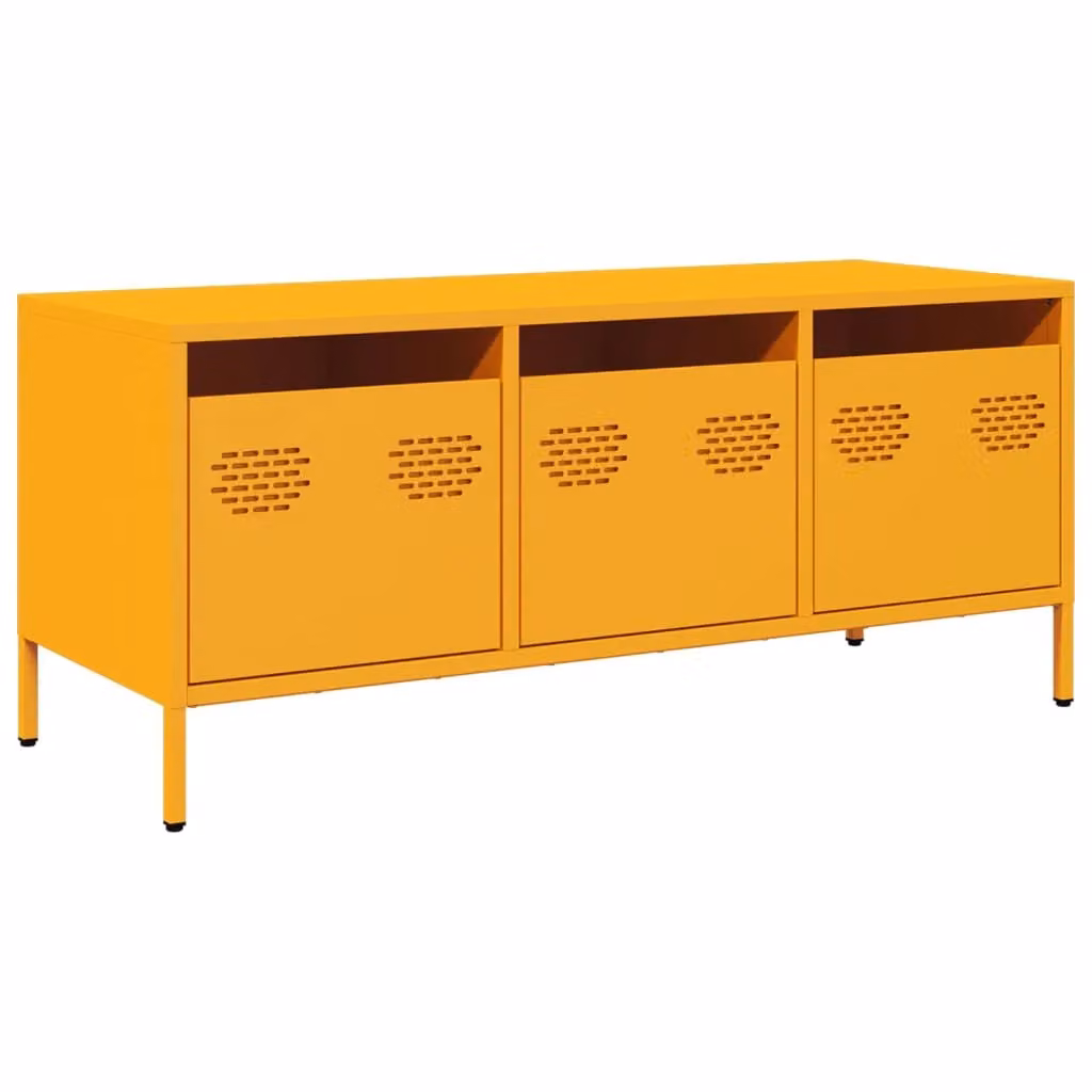 Berkfield Home Industrial TV Cabinet in Mustard Yellow, W/D/H: 101.5 x 39 x 43.5 cm – 2