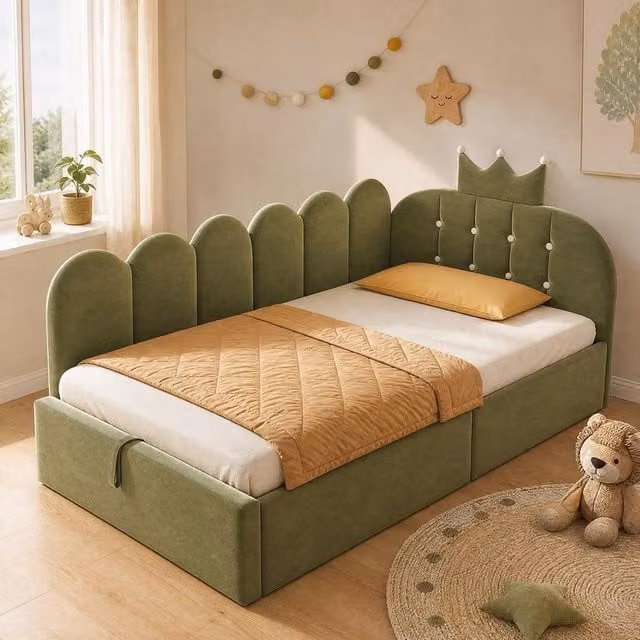 STILVORA Modern Upholstered Single Bed Frame with Lift Up Storage Base in Green Velvet, W/D/H: 90 x 190 cm