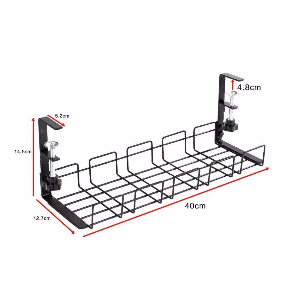 Havendro No Drill Cable Tray Black Under Desk Wire and Cord Storage Rack Organiser – 2