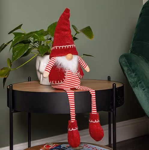 Samuel Alexander Red and White Striped Sitting Christmas Gonk Decoration with Dangly Legs, Height: 50 cm – 2
