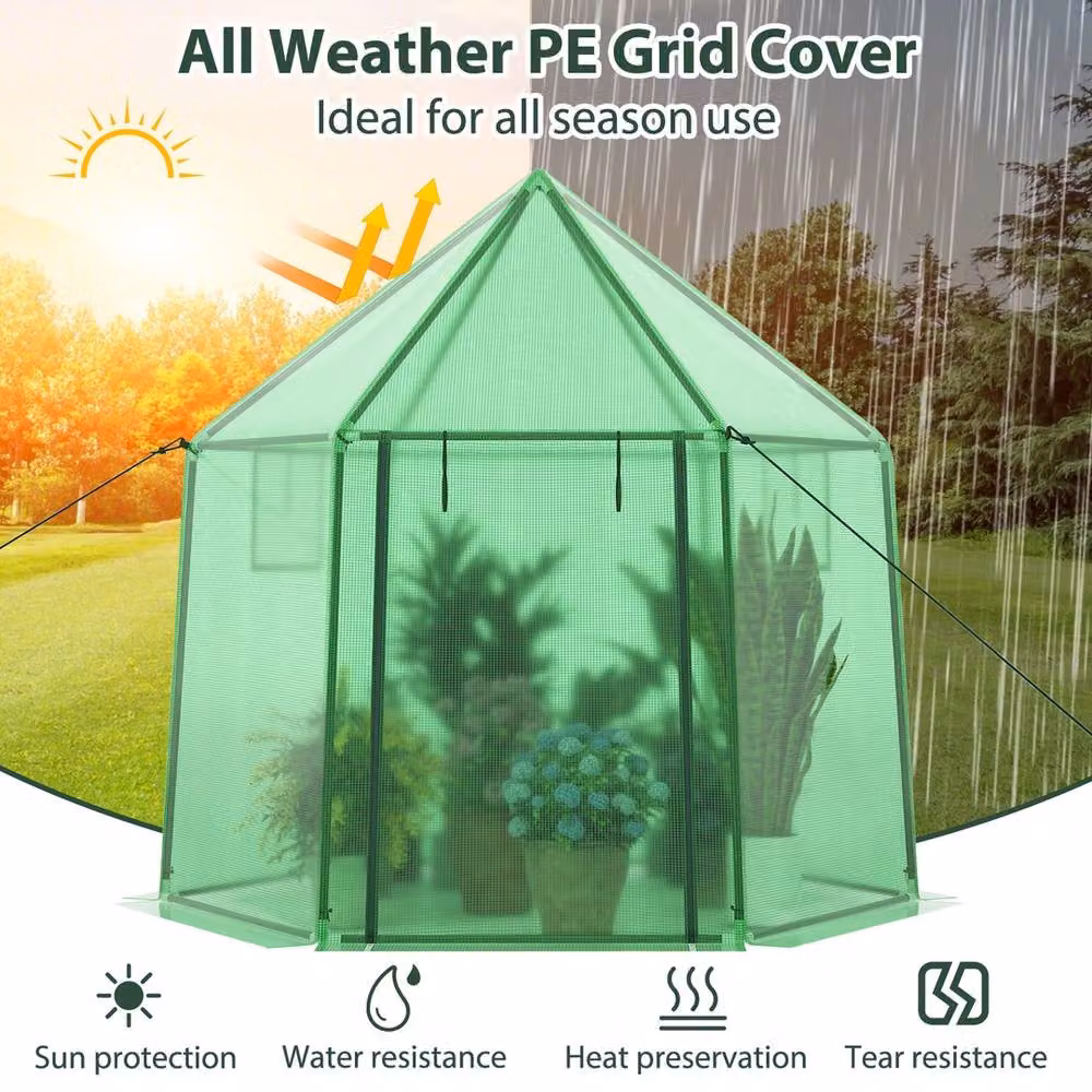 VOGREX Portable Walk-in Greenhouse in Green, W/D/H: 198 x 172 x 190 cm – 2