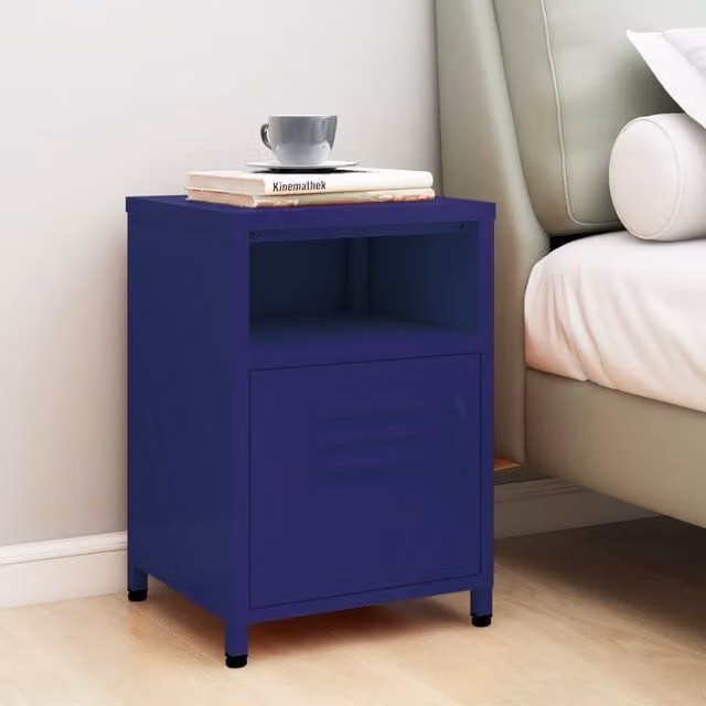 Berkfield Home Navy Blue Metal Nightstand, W/D/H: 35 x 35 x 51 cm – 1