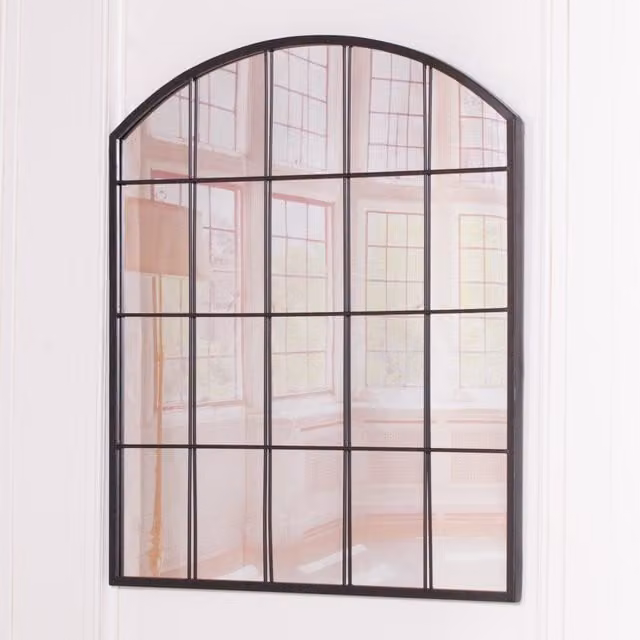 Glasstone Black Metal Industrial Window Wall Mirror H: 91 cm x W: 76 cm x D: 2 cm