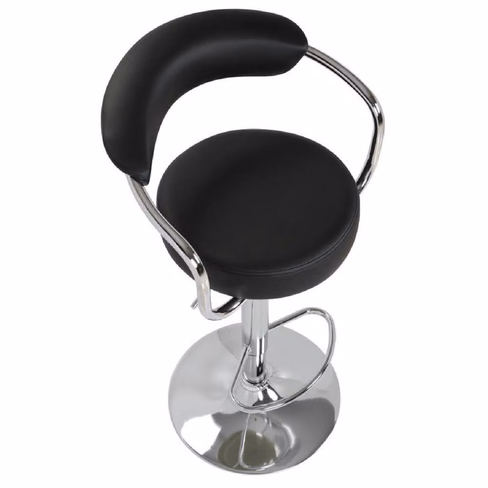 netfurniture Berty Black Faux Leather Swivel Kitchen Breakfast Bar Stool with Armrests – 2