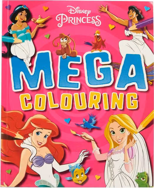 Disney Princess Mega Colouring Book in Pink and Multicolour