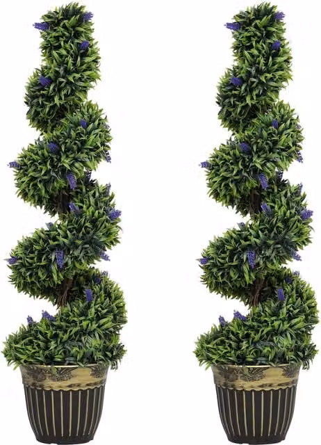 HOMCOM Set of 2 Potted Artificial Lavender Floral Plants in Blue, Height: 115 cm – 7