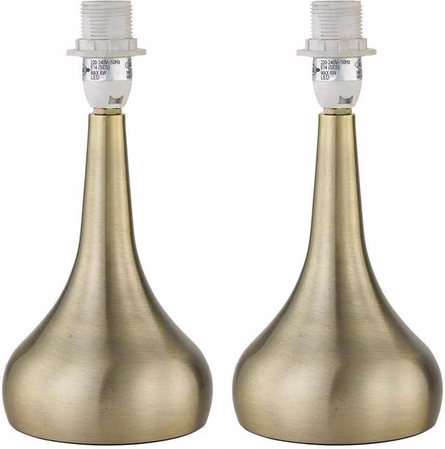 First Choice Lighting Romana Set of 2 Touch Operated Table Lamp Bases in Antique Brass and Bronze, Height: 23 cm