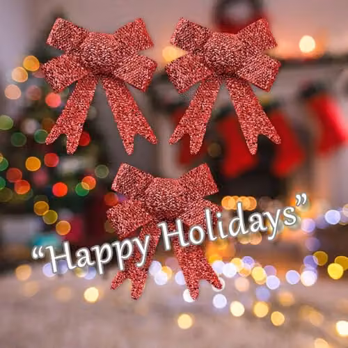 VFM e-Store Red Tinsel Bows for Christmas Decorations, Pack of 3, W/D/H: 10 x 13 x 3 cm – 5