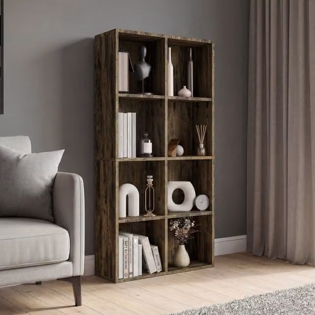 Vida Designs Modern Cube Storage Unit in Brown, H 130.0 cm x W 66.0 cm x D 30.0 cm