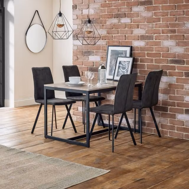 Julian Bowen Modern Rectangular Dining Table and Chairs Set in Brown and Black