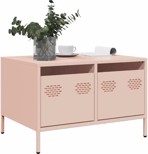 Berkfield Home Industrial Pink TV Cabinet in Matt Cold-rolled Steel, W: 68 cm, D: 50 cm, H: 43.5 cm – 1