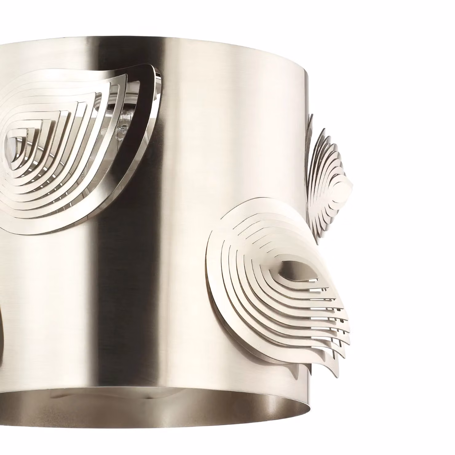 Happy Homewares Modern Silver Metal Easy Fit Cylinder Pendant Shade with Laser Cut Leaves, W: 22 cm, D: 22 cm, H: 30 cm – 2