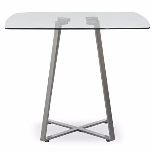 Premier Housewares Modern Square Glass Dining Table with Geometric Lattice Base, Grey, W/D/H: 90 x 90 x 76 cm – 2