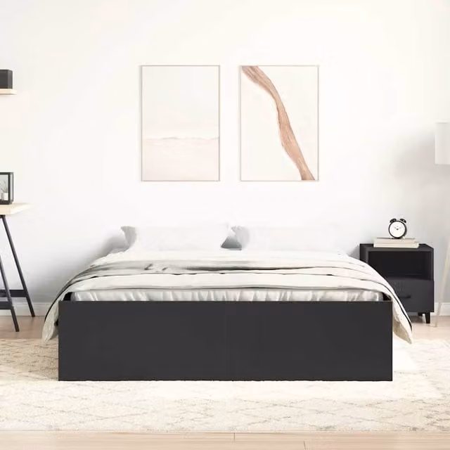 Berkfield Home Modern Bed Frame in Black, W/D/H: 120 x 200 x 35 cm