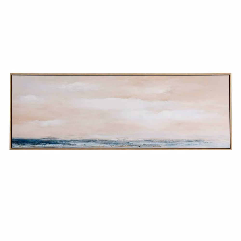 Wyld Haus Ona Abstract Hand Painted Framed Canvas in Blue and Multicolour, W: 150 cm, H: 50 cm – 2