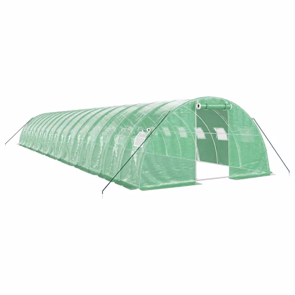 Berkfield Home Freestanding Greenhouse with Steel Frame and Plastic Cover, Green, W/D/H: 16 x 4 x 2 m – 2